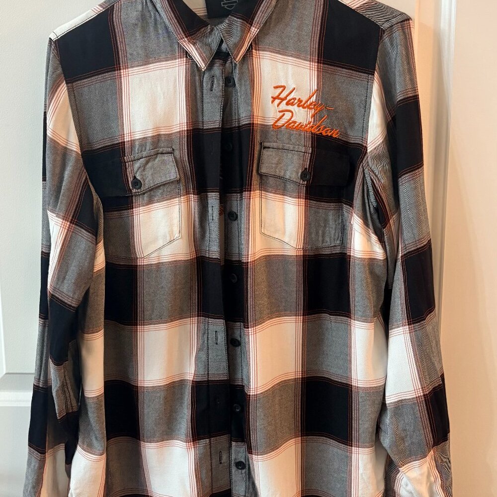 Plaid Harley Davidson Button Up Shirt